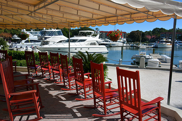 Oudoor rocking chairs at Harbour Town in Hilton Head, SC