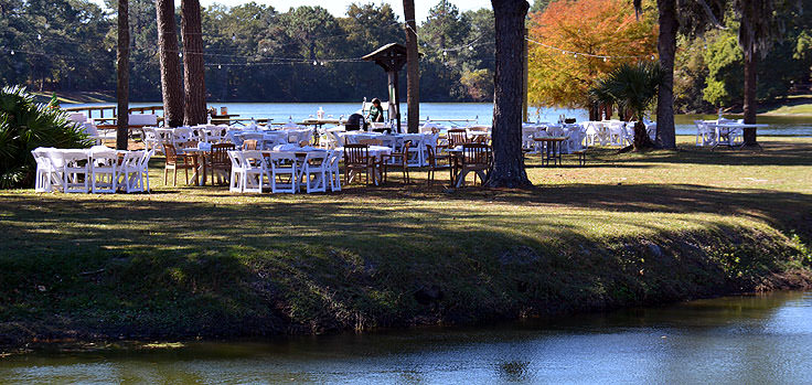 Wedding reception setup at Sea Pines Forest Preserve in Hilton Head, SC