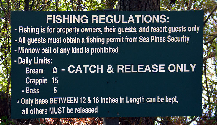 Fishing regulations at Sea Pines Forest Preserve in Hilton Head, SC